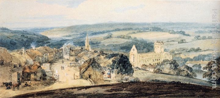 The Village of Jedburgh, Scotland painting - Thomas Girtin The Village of Jedburgh, Scotland art painting